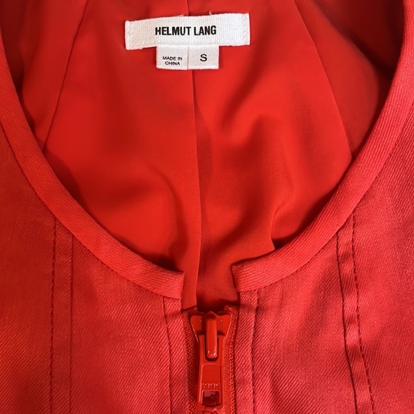 Helmut Lang Coral Linen Blend & Leather Bomber Jacket, size S - Picture 3 of 12